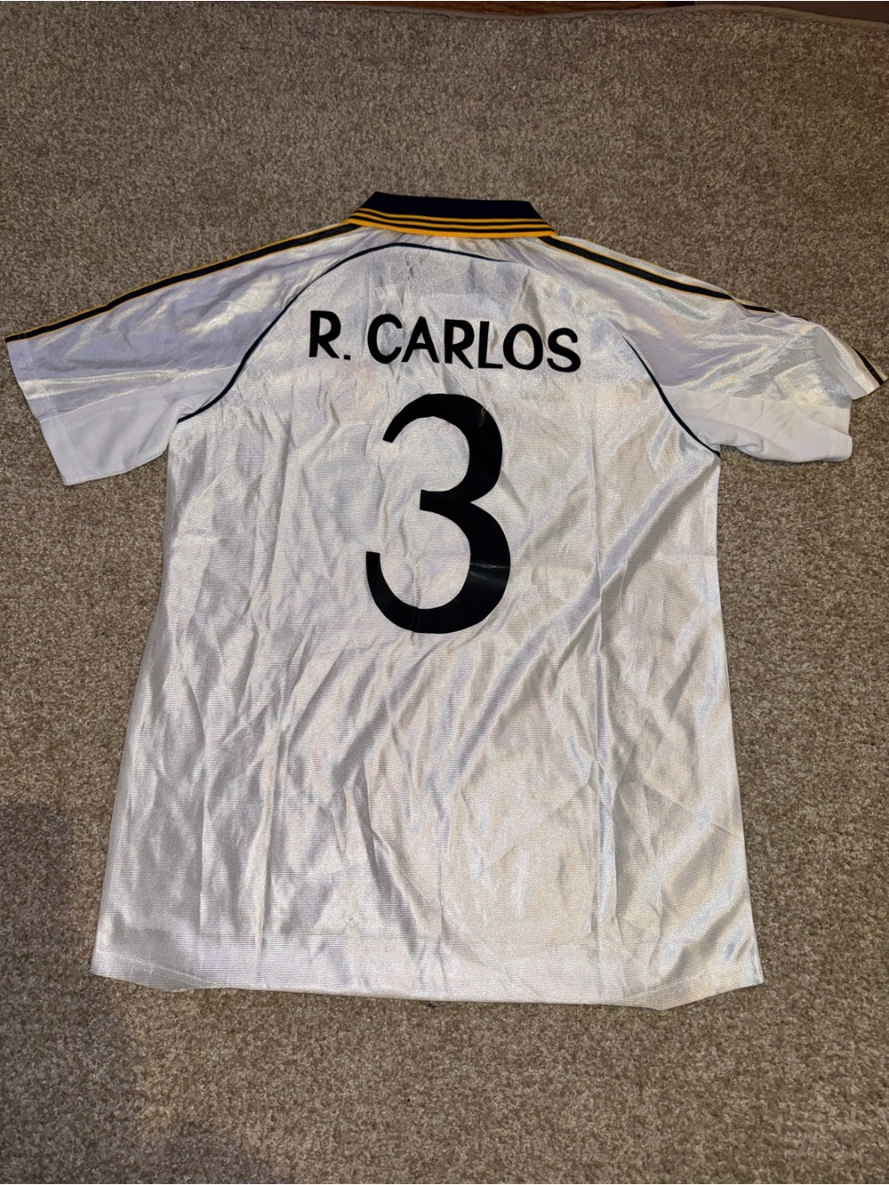 Adidas Real Madrid 1999/2000 Roberto Carlos #3 Retro Men’s Home Soccer Jersey 🆕